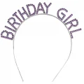 BUĞZ Mor Renk Kristal Taşlı Parlak Birthday Girl Yazılı Taç 16x17 Cm