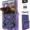 BUĞZ Mor Renkli Mini Retro Oyun Konsolu, 64GB Hafıza ve IPS Ekran ile 10.000 Oyun Sunar