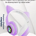 BUĞZ Mor RGB Işıklı Kulak Üstü Kulaklık, Kablolu ve Kablosuz Bağlantı ile Aktif Gürültü Önleme Özellikli