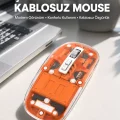 BUĞZ Mouse Fare Kablosuz Mouse Fare Şarjlı Bluetooth Sessiz 5 Tuşlu Şeffaf