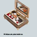 BUĞZ Müzikli Balerin Figürlü Takı Kutusu Piyano Desenli Dekoratif