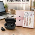 BUĞZ Nabız Ölçer Hediye Bileklikli Akıllı Saat ve Dijital Göstergeli Bluetooth Kulaklık Çoklu Şarj Girişi