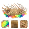 BUĞZ Naturel Renk Püsküllü Örme Hasır Hawaii Luau Aloha Şapka 13x36 Cm