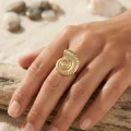 BUĞZ Nautilus Tasarım Gold Renk Kadın Yüzük - BUĞZ