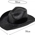  Neon Hologramlı Kovboy Model Parti Şapkası Siyah Yetişkin 39X36X14 cm