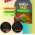 BUĞZ Neon Işıklı 7 Renk Işık Boyama Kalemli Led Resim Panosu Boyama Tahtası Kalemleri 20 X 20