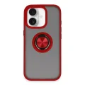 BUĞZ İphone 16 Kılıf Montreal Yüzüklü Silikon Kapak - Kırmızı