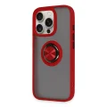 BUĞZ İphone 16 Pro Max Kılıf Montreal Yüzüklü Silikon Kapak - Kırmızı