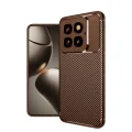 BUĞZ Xiaomi Mi 14t Pro Kılıf Auto Focus Karbon Kapak - Kahverengi