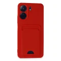 BUĞZ Xiaomi Redmi 13c Kılıf Kelvin Kartvizitli Silikon - Kırmızı