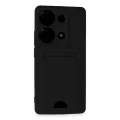 BUĞZ Xiaomi Redmi Note 13 Pro 4g Kılıf Kelvin Kartvizitli Silikon - Siyah