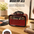 BUĞZ Nostalji Radyo Bluetooth Hoparlör USB-SD Kart Giriş Led Fener Işıklı Bataryalı Pilli Yeni Nesil