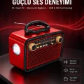 BUĞZ Nostaljik Görünümlü Ahşap Radyo TF SD USB Girişli Led Fener Işıklı