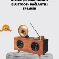 BUĞZ Nostaljik Gramofon Bluetooth Hoparlör – FM Radyo + USB + SD Kart Destekli
