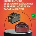 BUĞZ Nostaljik Radyo Görünümlü Bluetooth Hoparlör – FM/AM Yayın, Kablosuz Bağlantı, Şarj Edilebilir