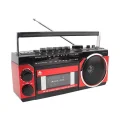 BUĞZ Nostaljik radyo kırmızı renk bluetooth özellikli fm radyo usb mp3 player kaset çalar
