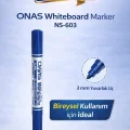 BUĞZ ONAS Whiteboard Marker NS-603 Mavi Tahta Kalemi 3 mm Yuvarlak Uç 1 Adet