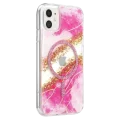 BUĞZ Onegif  İphone 11 Lotus Simli Magsafe Kapak - Pembe