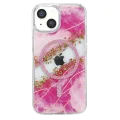 BUĞZ Onegif  İphone 14 Lotus Simli Magsafe Kapak - Pembe