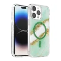 BUĞZ Onegif  İphone 15 Pro Max Lotus Simli Magsafe Kapak - Yeşil