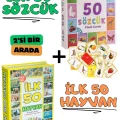  Oyuncak Minik Bebeğimin İlk 50 Sözcük Kartları ve İlk 50 Hayvanlar Kartları Flash Kart 2li Set