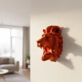 BUĞZ Özel Tasarım 3D Aslan Figürü Duvar Süsü Dekoratif Heykel 20x21 cm