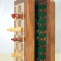 BUĞZ Özel Vernikli Mıknatıs Taşlı Ahşap Katlanabilir Kutulu Satranç Oyunu 12.5 Cm