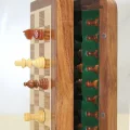 BUĞZ Özel Vernikli Mıknatıs Taşlı Ahşap Katlanabilir Kutulu Satranç Oyunu 12.5 Cm
