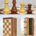 BUĞZ Özel Vernikli Mıknatıs Taşlı Ahşap Katlanabilir Kutulu Satranç Oyunu 12.5 Cm G220