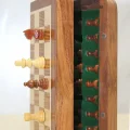 BUĞZ Özel Vernikli Mıknatıs Taşlı Ahşap Katlanabilir Kutulu Satranç Oyunu 12.5 Cm G220