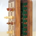 BUĞZ Özel Vernikli Mıknatıs Taşlı Ahşap Katlanabilir Kutulu Satranç Oyunu 17.5 Cm G221