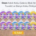 BUĞZ Ozon Askılı Koku Giderici Blok 50 gr Tuvalet ve Banyo Koku Önleyici 12 Adet