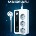 BUĞZ P10 3x Priz 3000w Akım Korumalı 4x Usb 2x Type-c Girişli Çoklu Priz