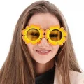 BUĞZ Papatya Şekilli Turuncu Sarı Renkli Hawaii Konsept Parti Gözlüğü 15x7 Cm