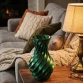BUĞZ Parlak Yeşil Spiral 3D Baskı Vazo Şık Modern Dekoratif Obje