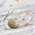 BUĞZ Pazu Bileklik Gold Renk Pirinç Deniz Kabuğu Model
