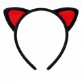 BUĞZ Peluş Kedi Kulak Taç Kırmızı Siyah – Çocuk Parti & Kostüm Tacı