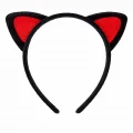 BUĞZ Peluş Kedi Kulaklı Taç Kırmızı Siyah