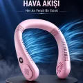 BUĞZ Pembe Boyun Fanı Kablosuz Taşınabilir Sessiz Çalışan Kişisel Serinletici Fan