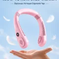 BUĞZ Pembe Boyun Tipi Fan USB Şarjlı Hafif Tasarım Güçlü Hava Üflemeli Serinletici