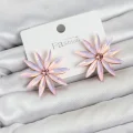 BUĞZ Pembe Kristal Taşlı Lotus Model Kadın Küpe