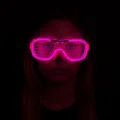 BUĞZ Pembe Led Işıklı Parti Gözlüğü - Neon Glow Şerit Gözlük 3 Modlu