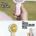 BUĞZ Pembe Meyve Figürlü Şarjlı El ve Masa Fanı, Standı ile Kullanım Kolaylığı Sağlar