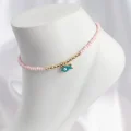 BUĞZ Pembe Renk Boncuklu Balık Figürlü Halhal