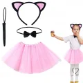 BUĞZ Pembe Renk Kedi Kostüm Seti - Tütü, Taç, Papyon, Kuyruk