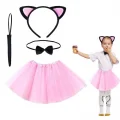 BUĞZ Pembe Renk Kedi Kostüm Seti - Tütü, Taç, Papyon, Kuyruk