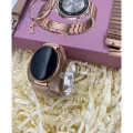 BUĞZ Pembe Rose Gold Kasa ve Silikon Kordonlu Kadınlar İçin Akıllı Saat, AMOLED Ekran ve NFC Özellikli