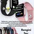 BUĞZ Pembe Rose Gold Kasa ve Siyah Silikon Kordonlu Akıllı Saat, Nabız ve Uyku Takibi Özellikli