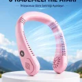 BUĞZ Pembe Taşınabilir Boyun Fanı Ergonomik Tasarım Çok Kademeli Hava Akışı
