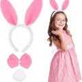  Pembe Tavşan Kostüm Seti – Taç, Papyon, Ponpon (12’li Paket)